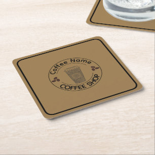 Modern Coffee Shop Café tea Bar Custom Barista Square Paper Coaster