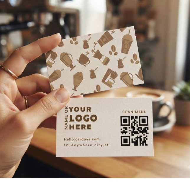 Modern Coffee Shop QR Code Business Card (Creator Uploaded)