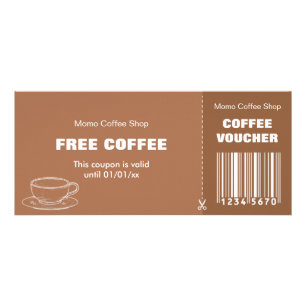 Modern Coffee Shop Voucher Card with Barcode