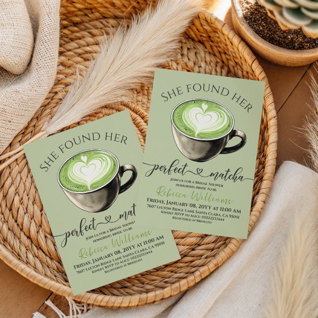 Modern Coffee Theme Perfect Matcha Bridal Shower Invitation (Creator Uploaded)