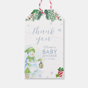 Modern Cold Outside Floral Snowman Baby Shower Gift Tags