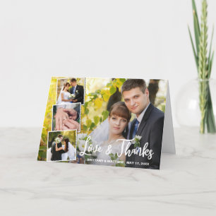 Modern Collage 4 Photo Wedding Thank You Card
