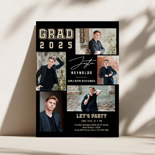 Modern Collage 5 Photos Graduation Invitation