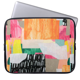Modern collage art. Mixed media on canvas. Colorfu Laptop Sleeve