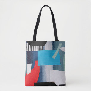 Modern collage art. Mixed media on canvas. Geometr Tote Bag