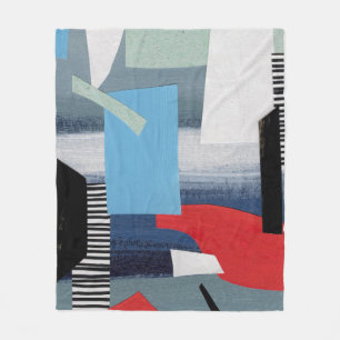 Modern Collage Artistic Geometric Design Fleece Blanket