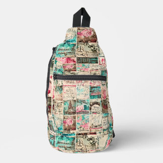 Modern collage background Retro illustrations Sling Bag