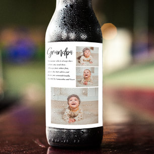 Modern Collage Best Grandpa Ever Beauty Gift Beer Bottle Label