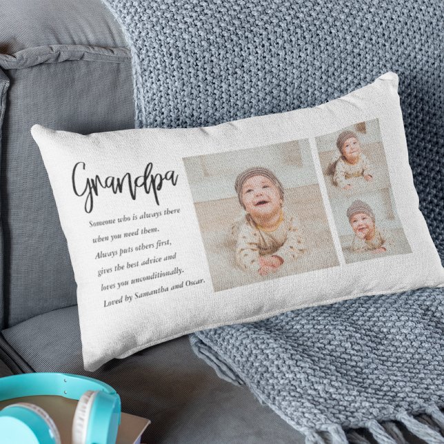 Modern Collage Best Grandpa Ever Beauty Gift Lumbar Cushion (Creator Uploaded)