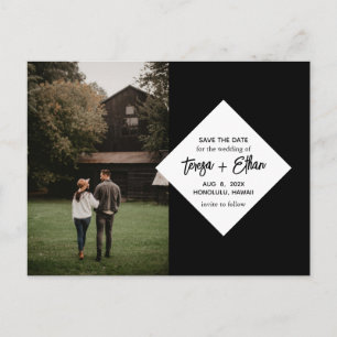 Modern Collage Chic Save the Date Diamond Postcard