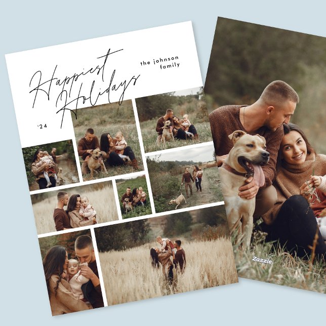 Modern Collage Christmas 8 Photo Happiest Holiday Card (Creator Uploaded)