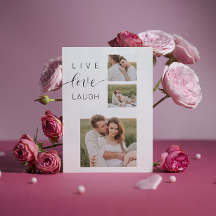 Modern Collage Couple Photo & Live Love Laugh Gift