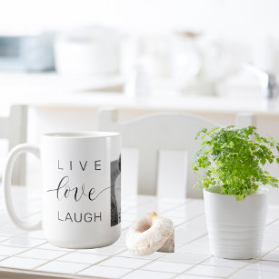 Modern Collage Couple Photo & Live Love Laugh Gift Coffee Mug