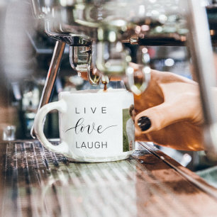 Modern Collage Couple Photo & Live Love Laugh Gift Espresso Cup