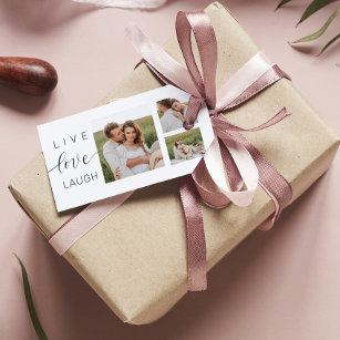 Modern Collage Couple Photo & Live Love Laugh Gift Gift Tags