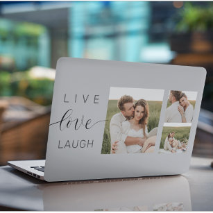 Modern Collage Couple Photo & Live Love Laugh Gift HP Laptop Skin