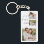 Modern Collage Couple Photo & Live Love Laugh Gift Key Ring<br><div class="desc">Modern Collage Couple Photo & Live Love Laugh Gift</div>