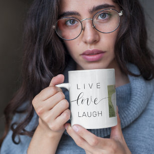 Modern Collage Couple Photo & Live Love Laugh Gift Latte Mug