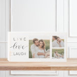Modern Collage Couple Photo & Live Love Laugh Gift Wooden Box Sign<br><div class="desc">Modern Collage Couple Photo & Live Love Laugh Gift</div>