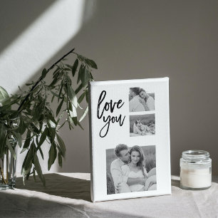Modern Collage Couple Photo & Love You Beauty Gift Canvas Print