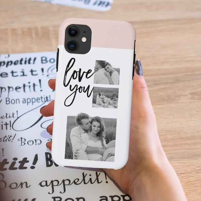 Modern Collage Couple Photo & Love You Beauty Gift Case-Mate iPhone Case (Creator Uploaded)
