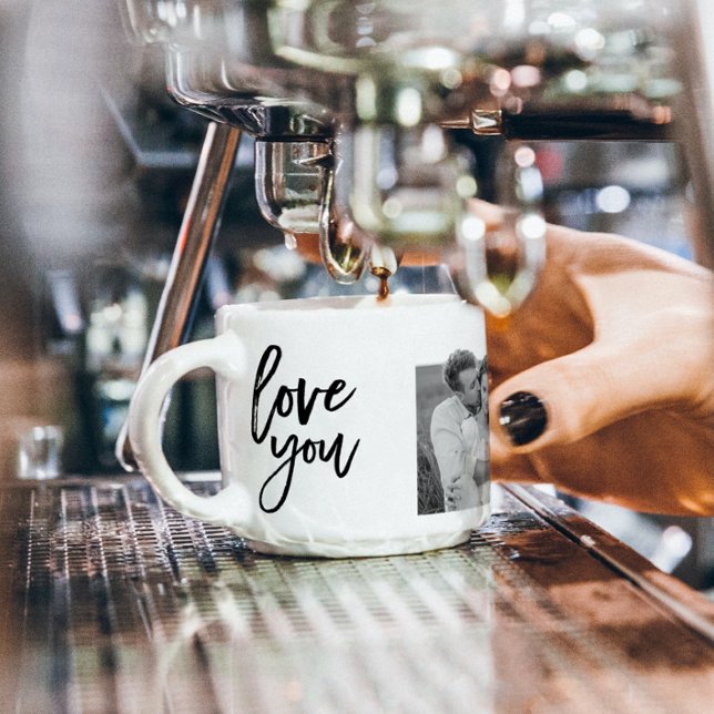 Modern Collage Couple Photo & Love You Beauty Gift Espresso Cup (Creator Uploaded)