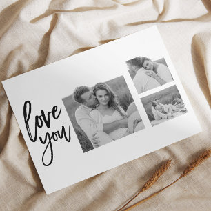Modern Collage Couple Photo & Love You Beauty Gift Holiday Postcard