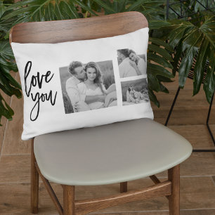 Modern Collage Couple Photo & Love You Beauty Gift Lumbar Cushion
