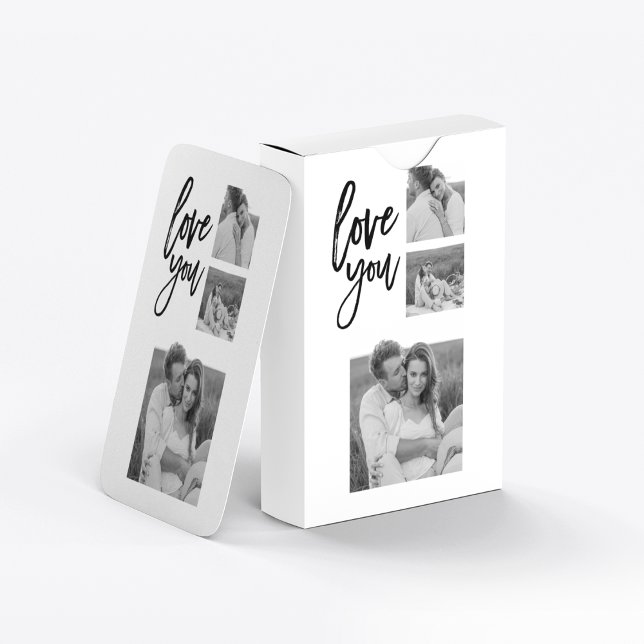 Modern Collage Couple Photo & Love You Beauty Gift Playing Cards (Creator Uploaded)