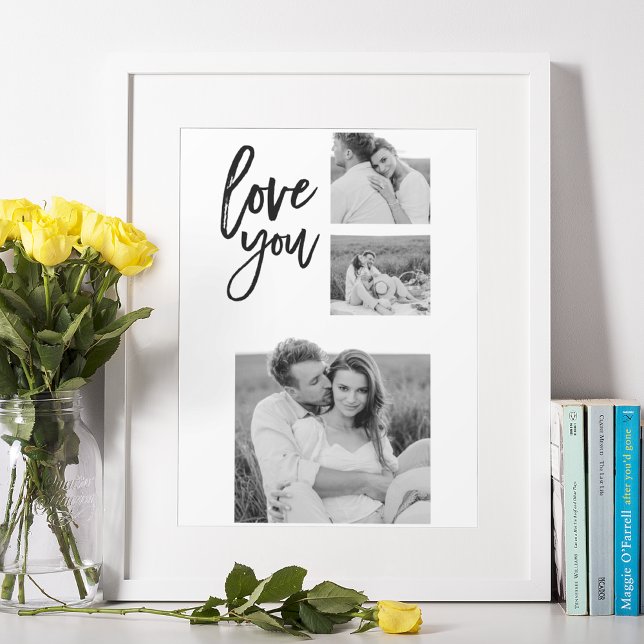 Modern Collage Couple Photo & Love You Beauty Gift Poster (Creator Uploaded)
