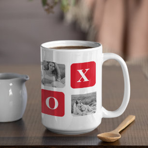 Modern Collage Couple Photo & Red XOXO Coffee Mug