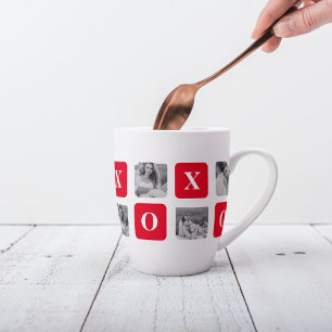 Modern Collage Couple Photo & Red XOXO Latte Mug