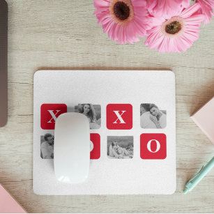 Modern Collage Couple Photo & Red XOXO Mouse Mat