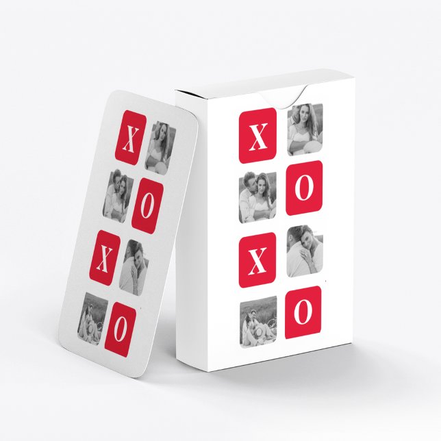 Modern Collage Couple Photo & Red XOXO Playing Cards (Creator Uploaded)