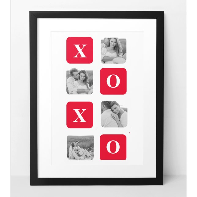 Modern Collage Couple Photo & Red XOXO Poster (Creator Uploaded)
