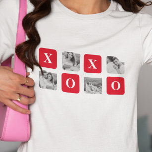 Modern Collage Couple Photo & Red XOXO T-Shirt