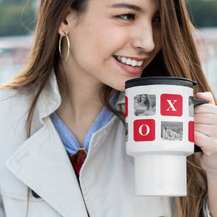 Modern Collage Couple Photo & Red XOXO Travel Mug