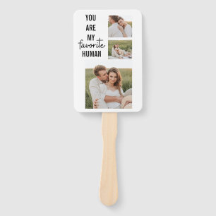 Modern Collage Couple Photo & Romantic Love Quote Hand Fan