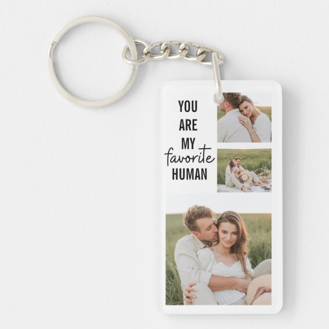 Modern Collage Couple Photo & Romantic Love Quote Key Ring (Front)