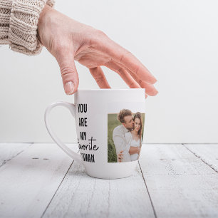 Modern Collage Couple Photo & Romantic Love Quote Latte Mug