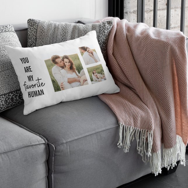 Modern Collage Couple Photo & Romantic Love Quote Lumbar Cushion (Creator Uploaded)
