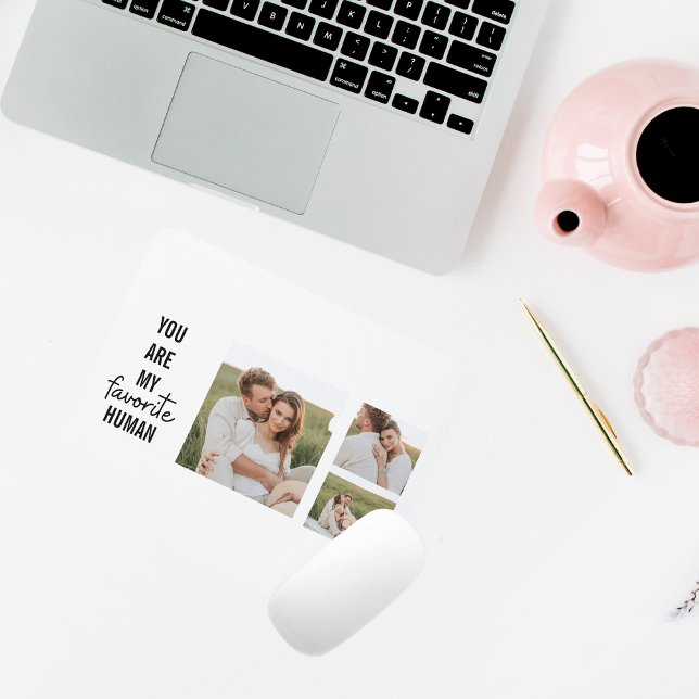 Modern Collage Couple Photo & Romantic Love Quote Mouse Mat (Creator Uploaded)