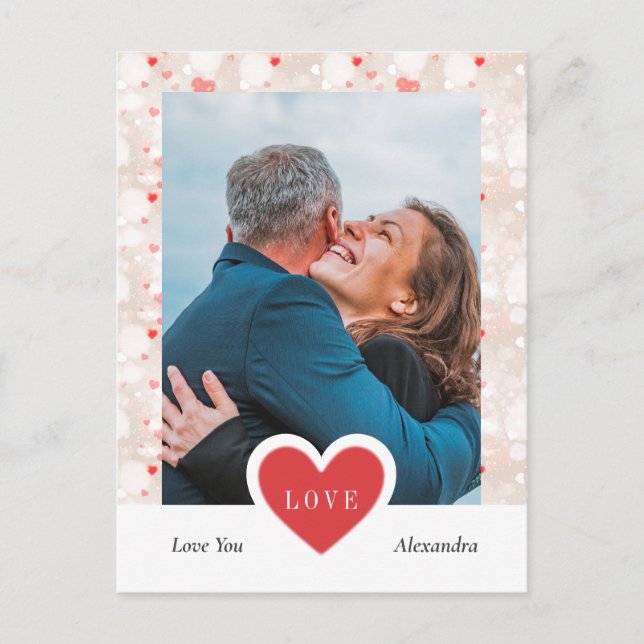 Modern Collage Couple Photo & Valentines Day Holiday Postcard (Front)