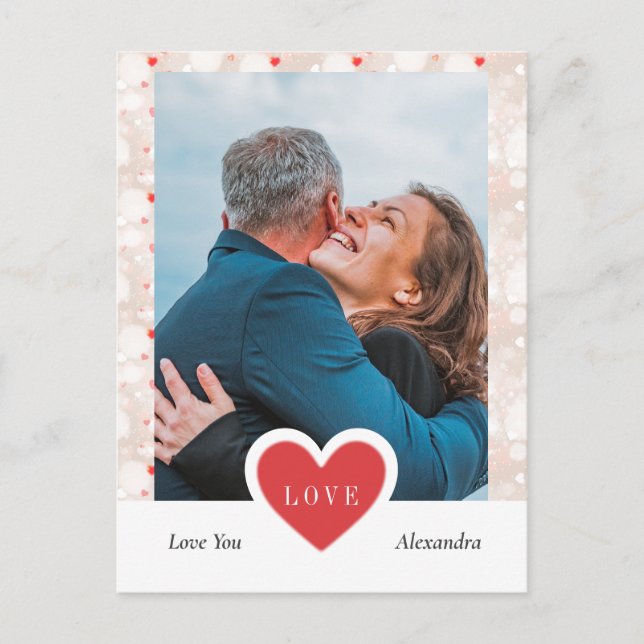 Modern Collage Couple Photo & Valentines Day Postcard (Front)