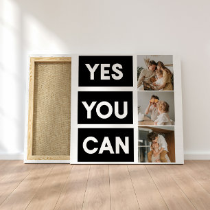 Modern Collage Family Photo & Motivation Quote Canvas Print