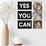 Modern Collage Family Photo & Motivation Quote Square Wall Clock<br><div class="desc">Modern Collage Family Photo & Motivation Quote</div>