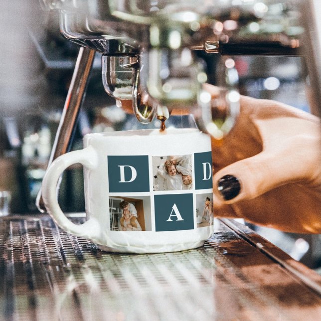 Modern Collage Fathers Photo & Green Daddy Gifts Espresso Cup (Creator Uploaded)