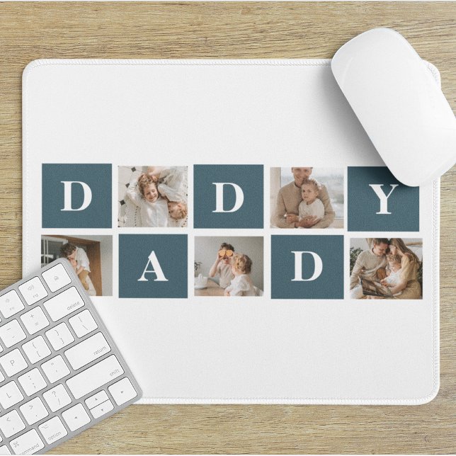 Modern Collage Fathers Photo & Green Daddy Gifts Mouse Mat (Creator Uploaded)