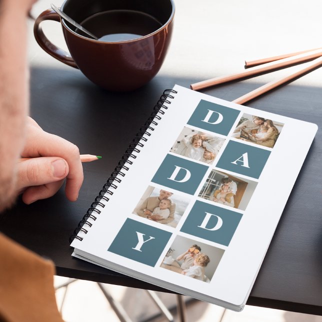 Modern Collage Fathers Photo & Green Daddy Gifts Notebook (Creator Uploaded)