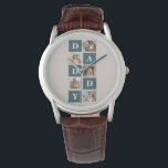 Modern Collage Fathers Photo & Green Daddy Gifts Watch<br><div class="desc">A modern collage fathers photo is a personalised gift that combines multiple photos of a father or father figure in a creative and stylish manner. It involves selecting several meaningful pictures and arranging them in a collage format, often with overlapping or grid-like designs. The photos can feature different moments or...</div>